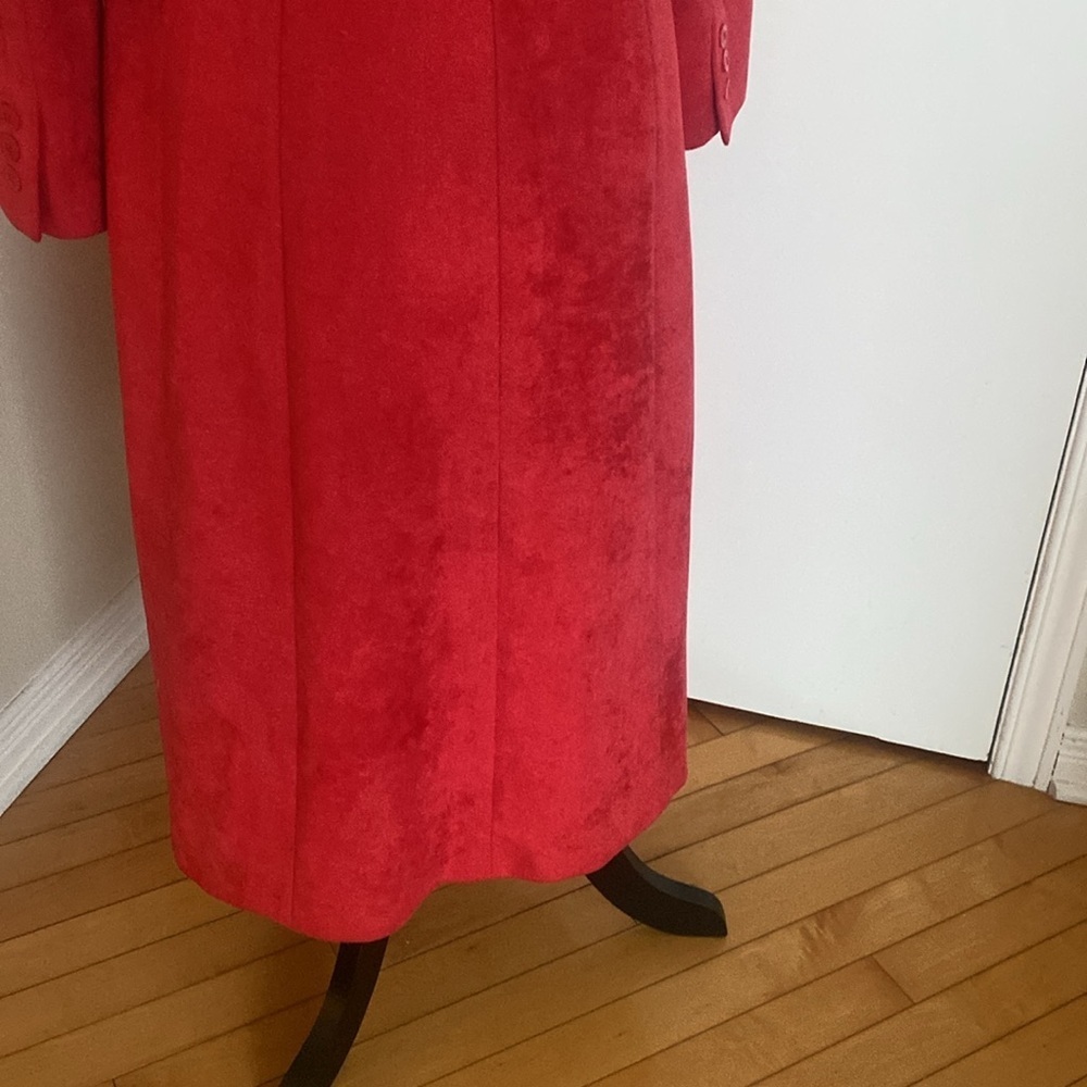 VINTAGE Cedarhurst Classics Red Faux Suede button down Frock Coat Size 7/8 - Picture 11 of 17